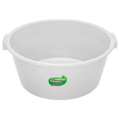 BACIA CANELADA PLASVALE 8 LITROS BRANCA