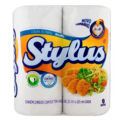 PAPEL TOLHA MAXIM STYLUS C/2 ROLOS C/ 50UND