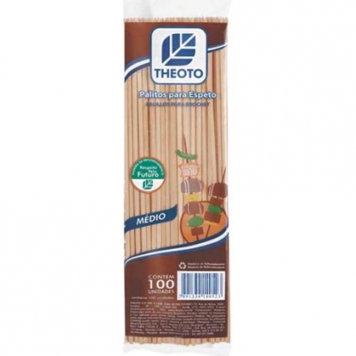 ESPETO DE CHURRASCO MAD.25CM C/100UN