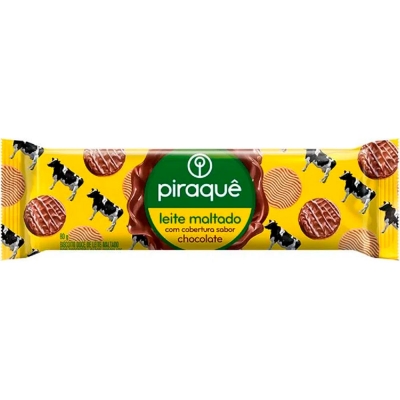 BISC. PIRAQUE LEITE MALTADO COB. CHOCOLATE 80G
