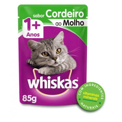RACAO UMIDA WHISKAS CORDEIRO 85G