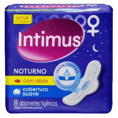ABSORVENTE INTIMUS GEL NOTURNO COB/SUAVE C/ABAS C/8UNID.