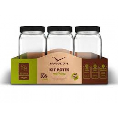 KIT C/3 POTES LISO REDONDO INVICTA 1,3L