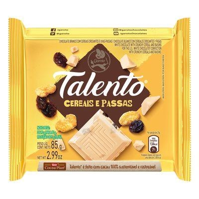 BARRA CHOC TALENTO BRANCO CEREAIS 85G