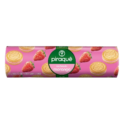 BISCOITO RECHEADO PIRAQUE MORANGO 160G