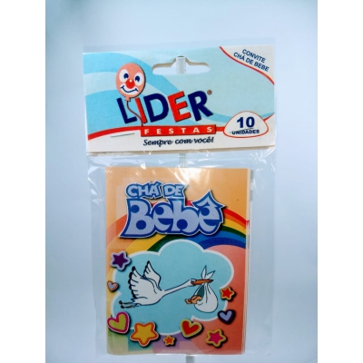 CONVITE CHA DE BEBE C/10UN LIDER