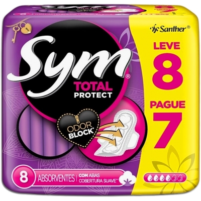 ABSORVENTE SYM COB/SUAVE C/ABAS C/8UNID.