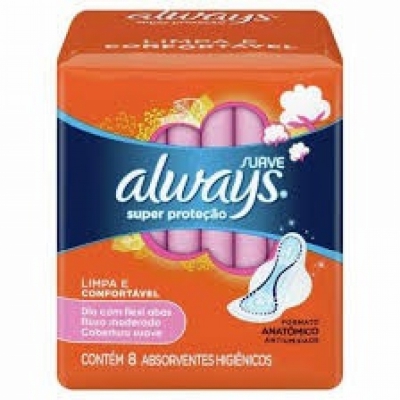 ABSORVENTE ALWAYS COB/SUAVE C/ABAS C/8UNID.