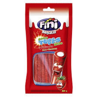BALA DE GELATINA FINI TUBES ACIDO MORANGO 80G