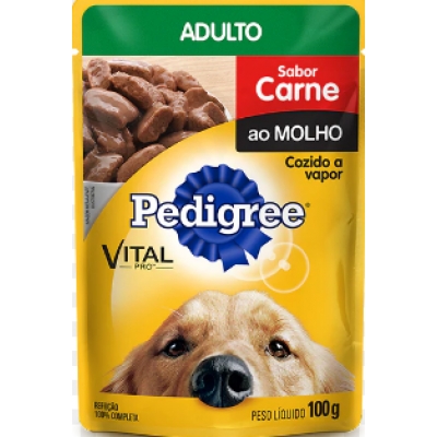 ALI. P/CAES ADULTO PEDIGREE CARNE AO MOLHO SH 100G