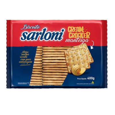 BISCOITO SARLONI CREAM CRACKER MANTEIGA 400G