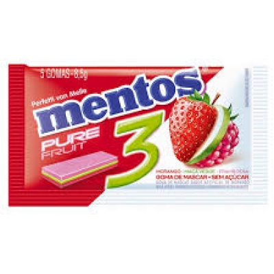GOMA MASCAR MENTOS 3 PURE FRUIT 8,5G
